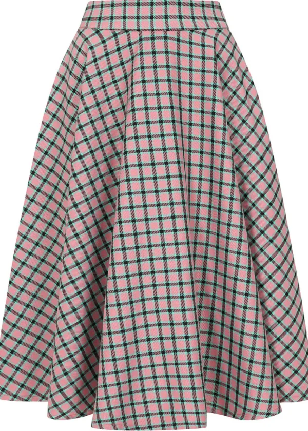 Banned Cary Sweet Check 50's Swing Skirt Pink