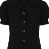 Banned Cherry Button 40's Blouse Black