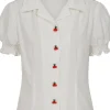 Banned Cherry Button 40's Blouse White