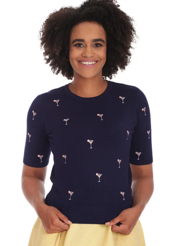 Banned Cocktail Hour Jumper Navy Blue