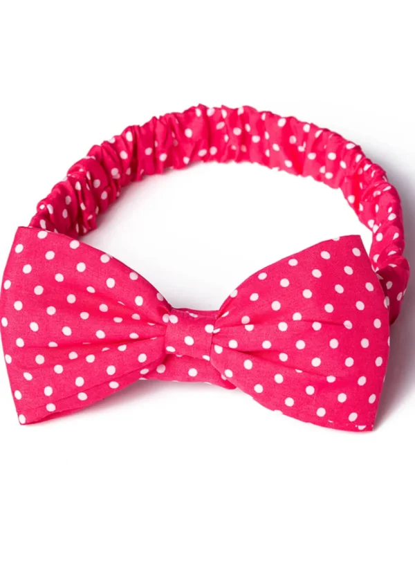 Banned Dionne Polkadot Bow 50's Headband Dark Pink