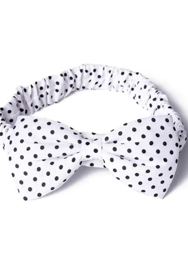 Banned Dionne Polkadot Bow 50's Headband White Black