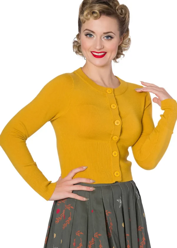 Banned Dolly 50's Cardigan Mustard