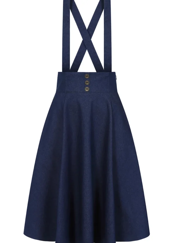 Banned Dottie Denim 50's Swing Skirt Blue