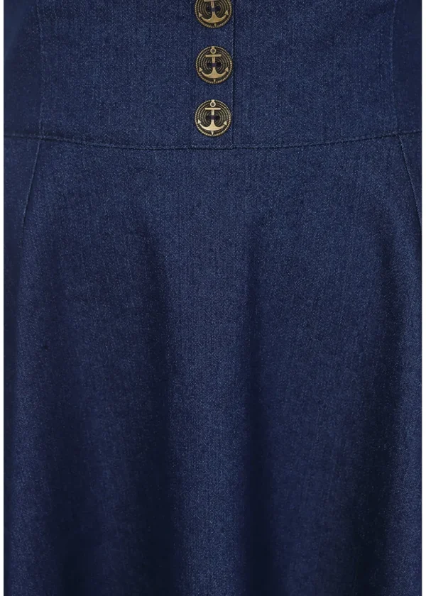 Banned Dottie Denim 50's Swing Skirt Blue