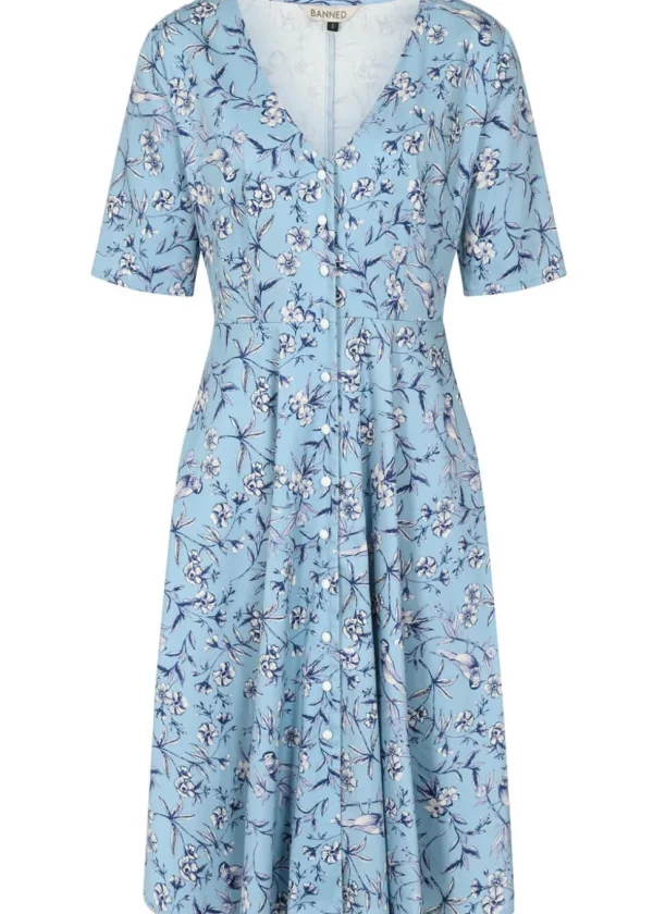 Banned Emilia Toile 50's Dress Light Blue