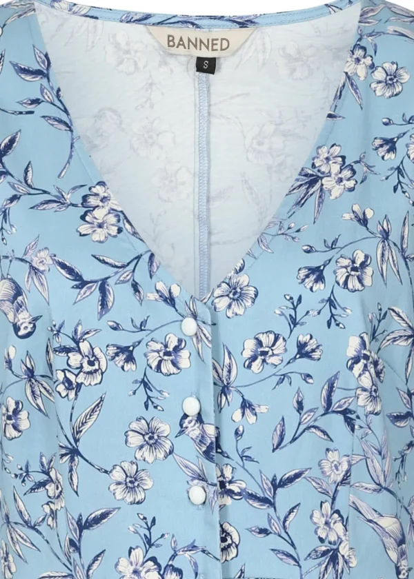 Banned Emilia Toile 50's Dress Light Blue