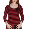 Banned Fade Into You Striped Top Black Red