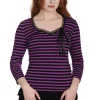 Banned Fade Into You Striped Top Black Violet