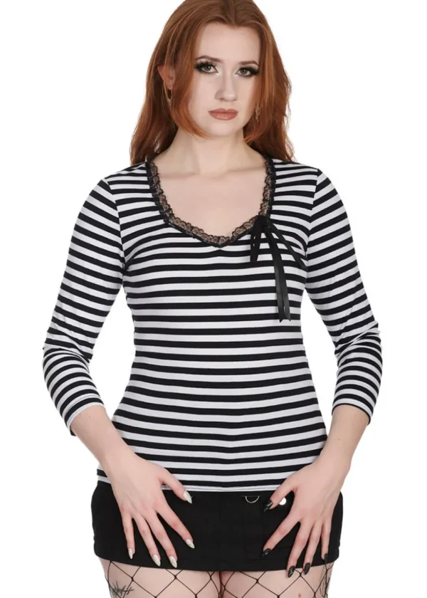 Banned Fade Into You Striped Top Black White