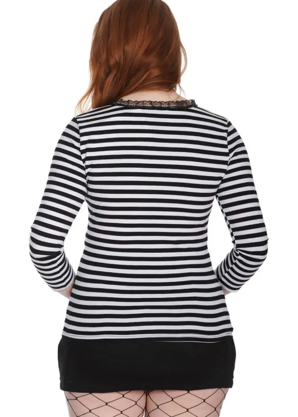 Banned Fade Into You Striped Top Black White