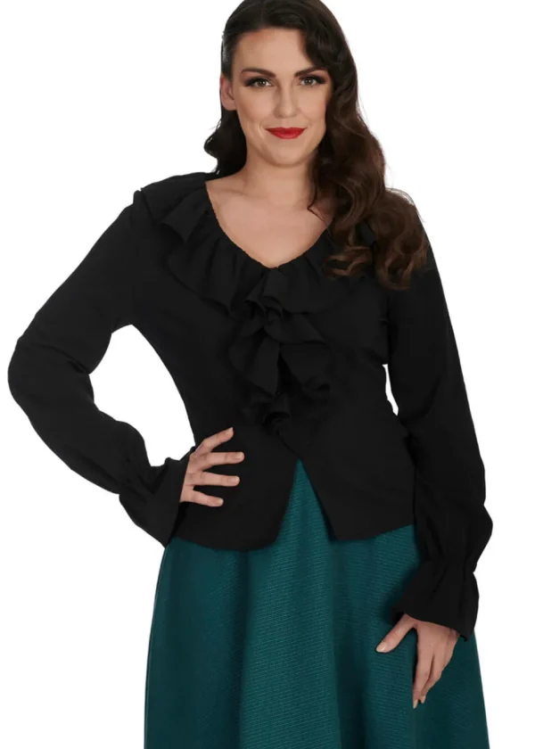 Banned Feeling Frilly Blouse Black
