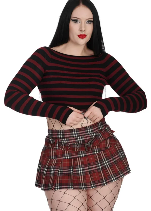 Banned Frances Striped Longsleeve Burgundy Black