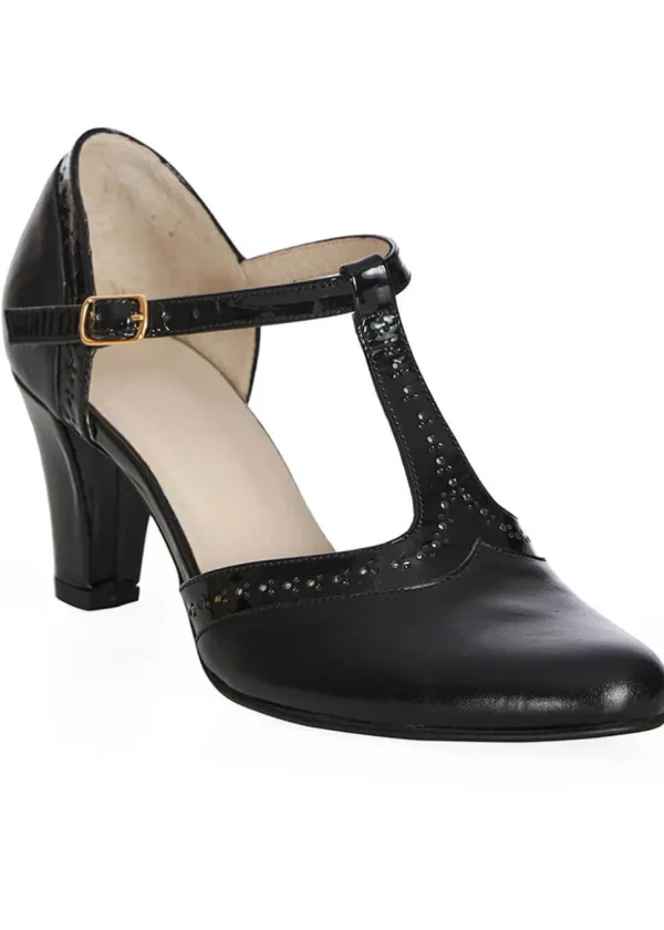 Banned Galore Leather 50's Pumps Black