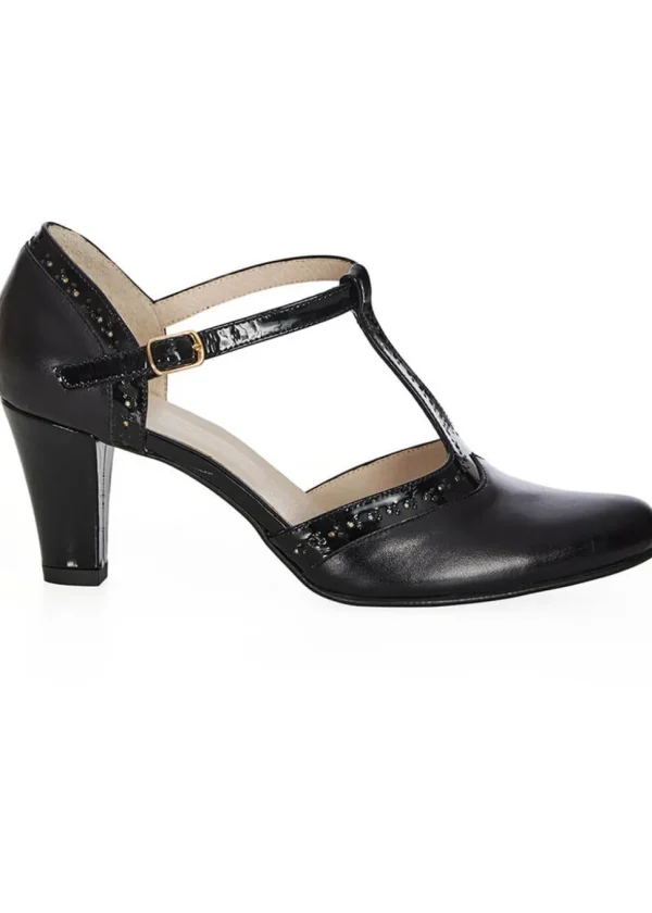 Banned Galore Leather 50's Pumps Black