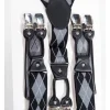 Banned Gentlemens Rhombus Rockabilly Braces Grey