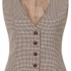 Banned Hallie Houndstooth 40's Waistcoat Brown