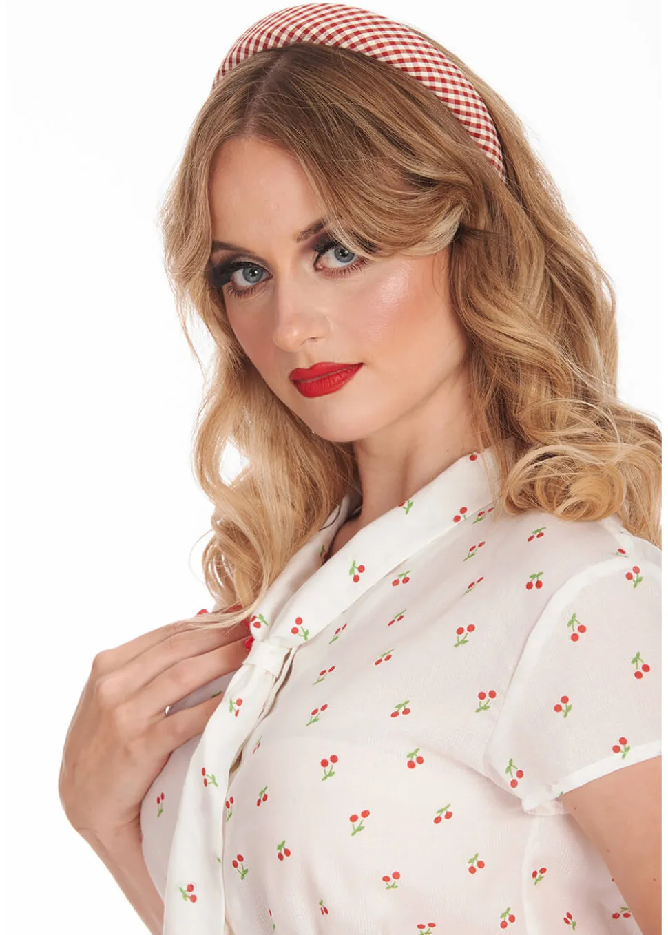 banned_harriet_s_gingham__1.webp Banned Harriet 50's Gingham Headband Red