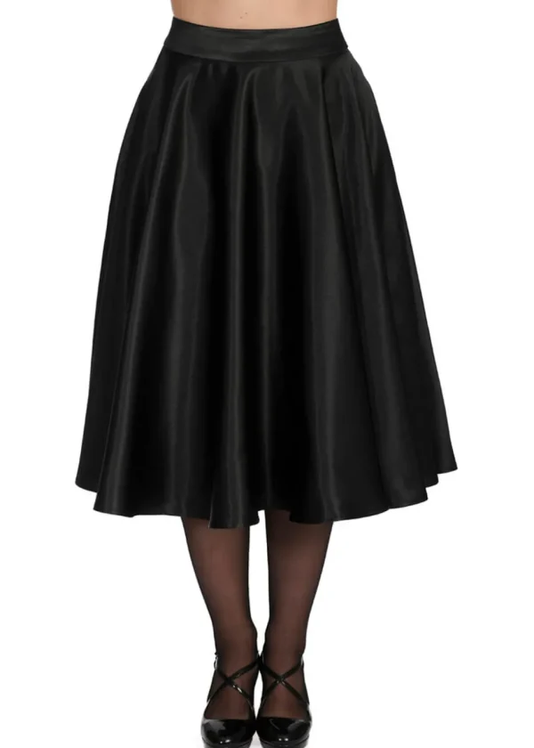 Banned Hazel Satin Sparkle 50's Swing Skirt Black
