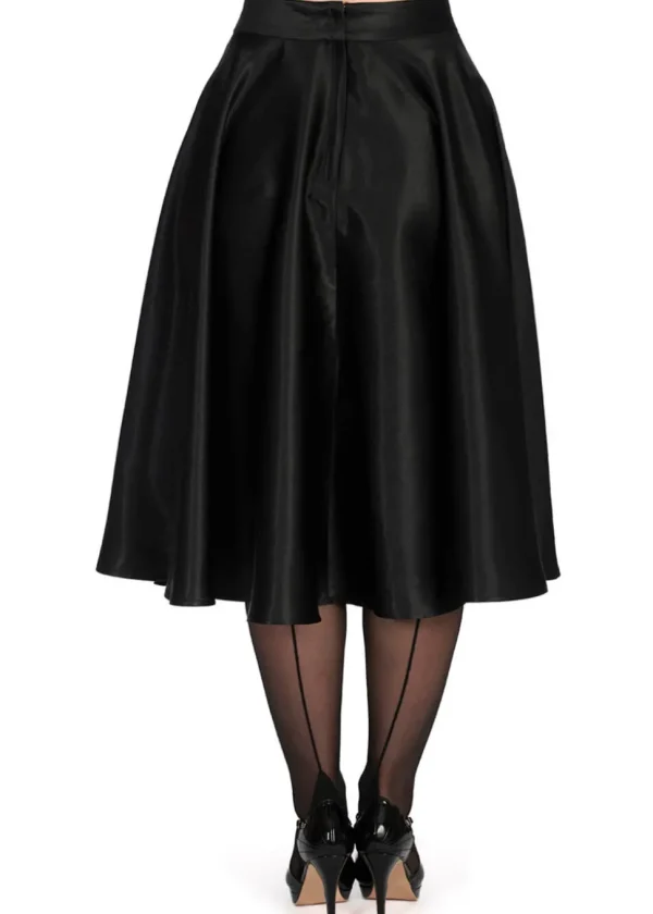Banned Hazel Satin Sparkle 50's Swing Skirt Black