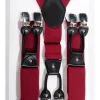 Banned Heren Plain Rockabilly Braces Red