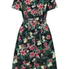 Banned Kate Tropical 40's Dress Navy