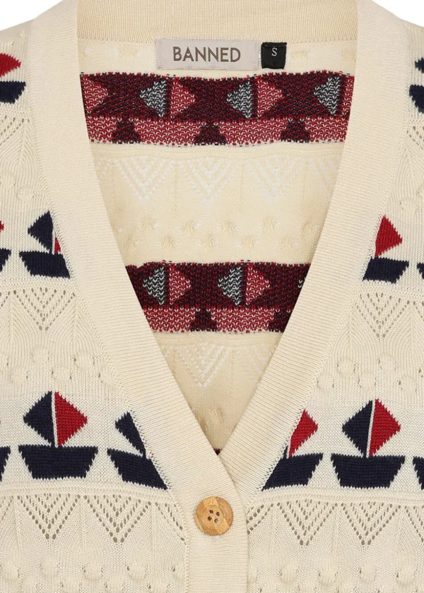 Banned Kitty Sail 60's Cardigan White