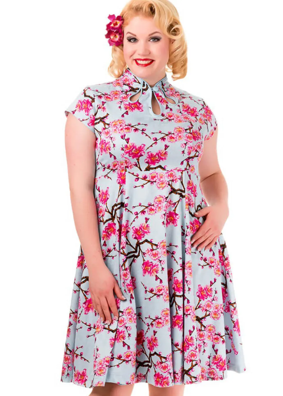 banned_last_dance_cherry__0.webp Banned Last Dance Cherry Blossom 50's Swing Dress Blue