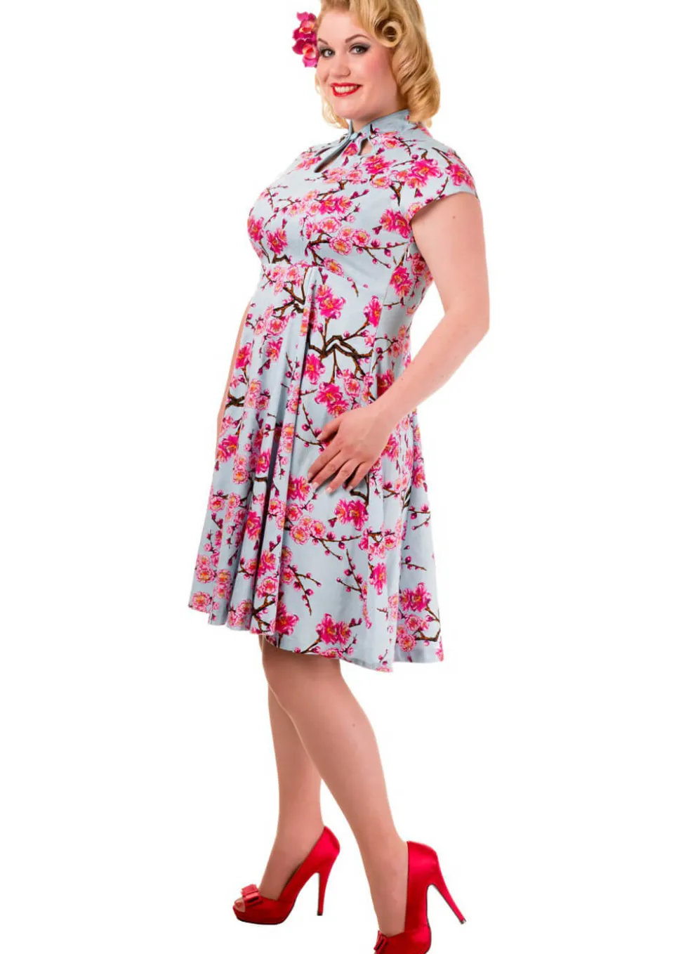 banned_last_dance_cherry__6.webp Banned Last Dance Cherry Blossom 50's Swing Dress Blue
