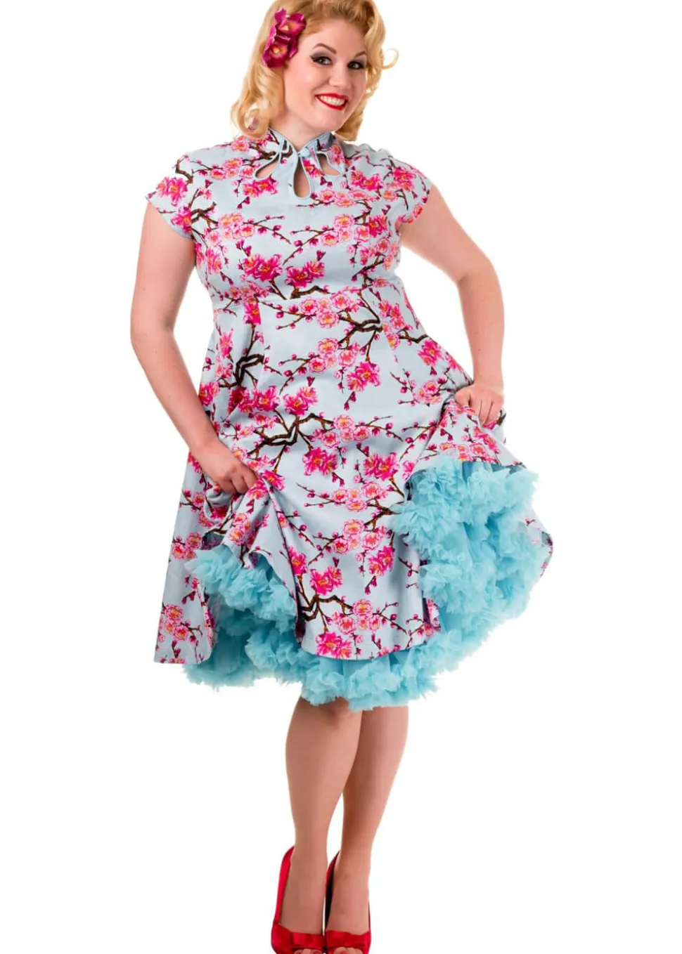 banned_last_dance_cherry__9.webp Banned Last Dance Cherry Blossom 50's Swing Dress Blue