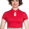 Banned Mandarin Collar 40's Top Red