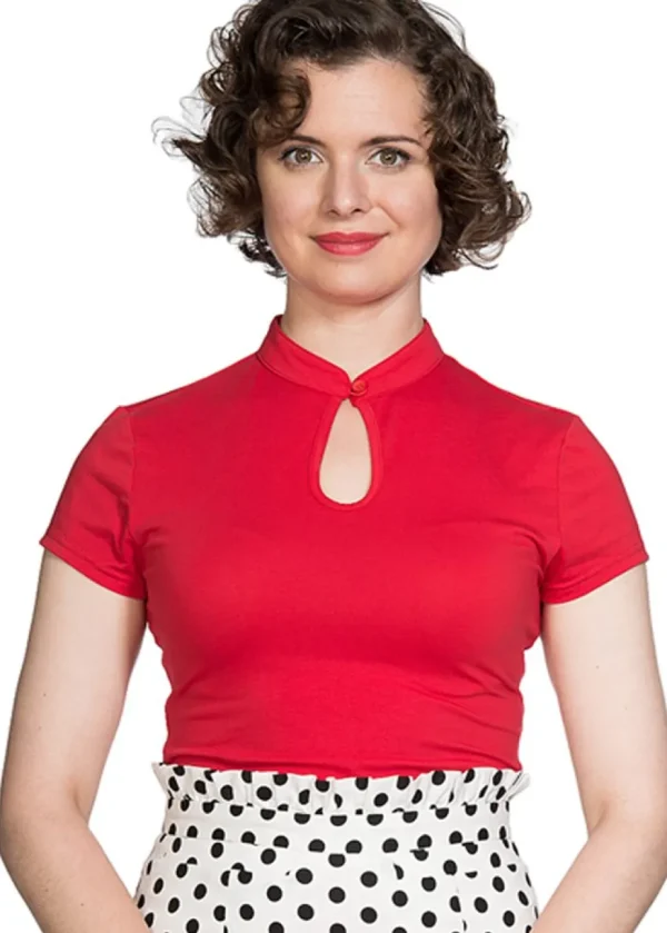 Banned Mandarin Collar 40's Top Red
