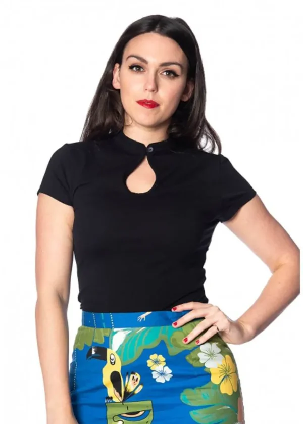 Banned Mandarin Collar 40's Top Black