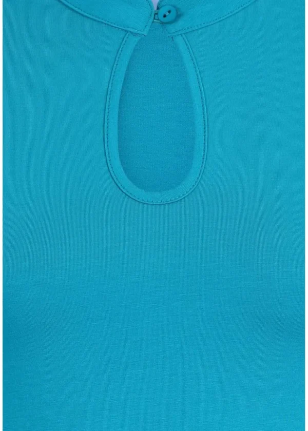 Banned Mandarin Collar 50's Top Turquoise