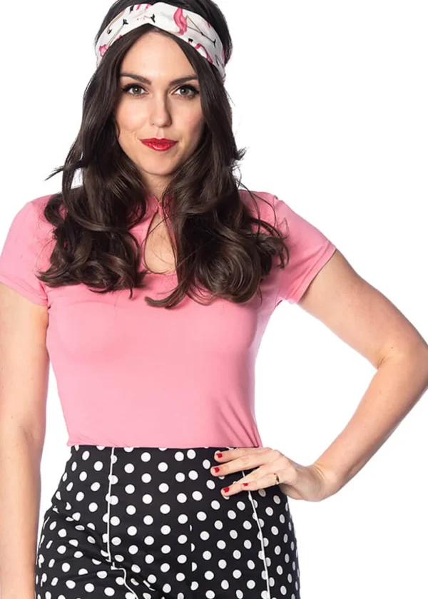 Banned Mandarin Collar 40's Top Pink
