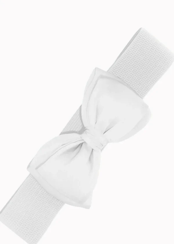 Banned Maria Bow 50's Retro Elastic Belt White