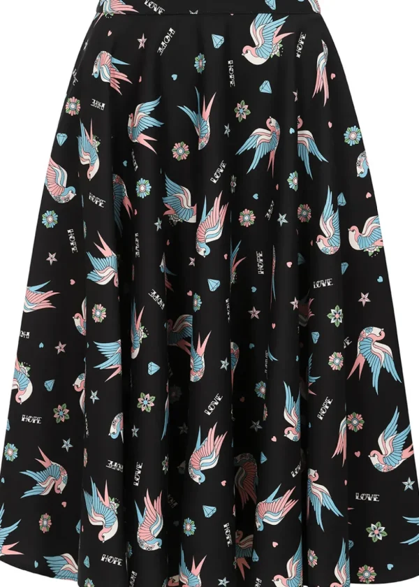 Banned Marilou Swallows 50's Swing Skirt Black