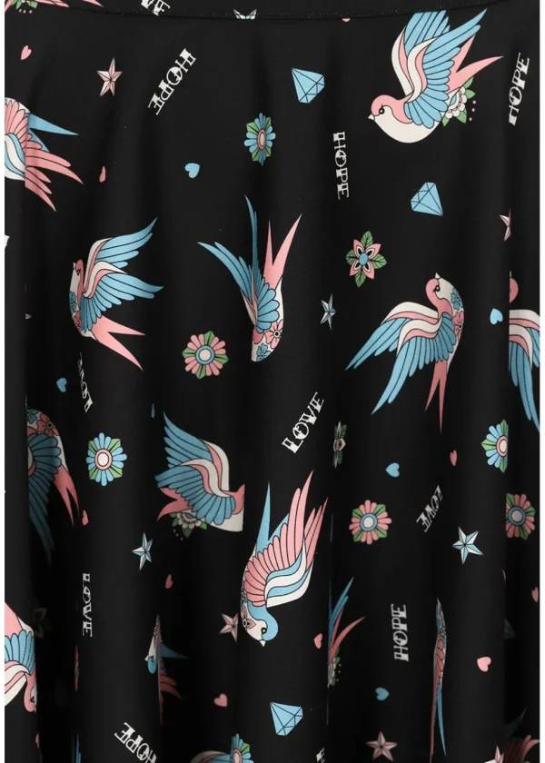 Banned Marilou Swallows 50's Swing Skirt Black