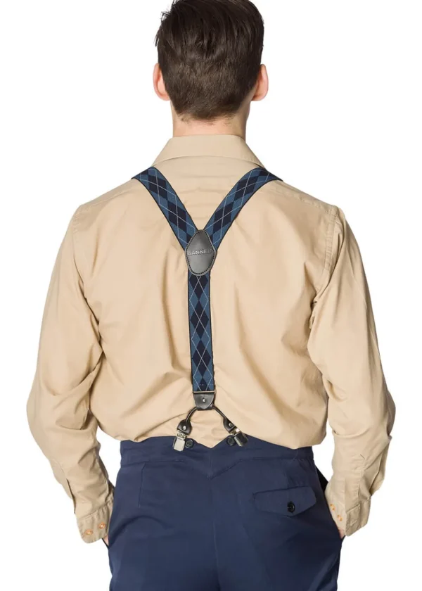 Banned Mens Timothy Braces Clip & Button Braces Blue
