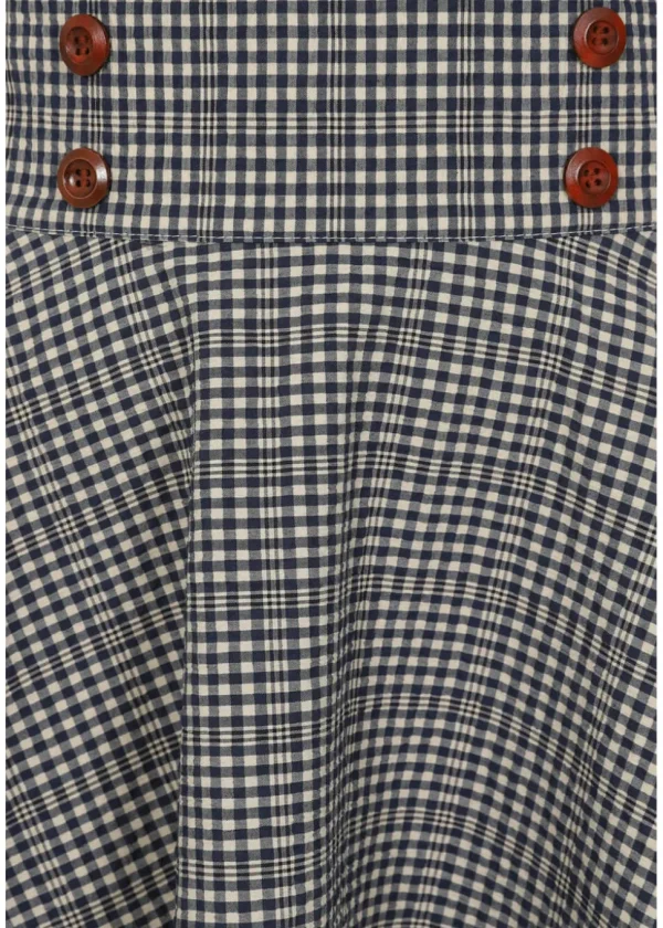 Banned Moana Check 40's Swing Skirt Blue