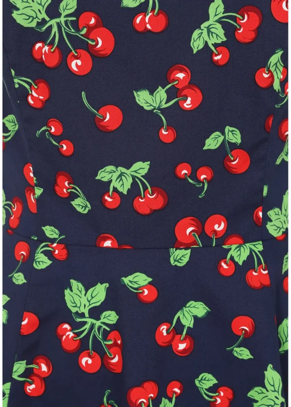 Banned Nora Heart Cherry 50's Swing Dress Navy