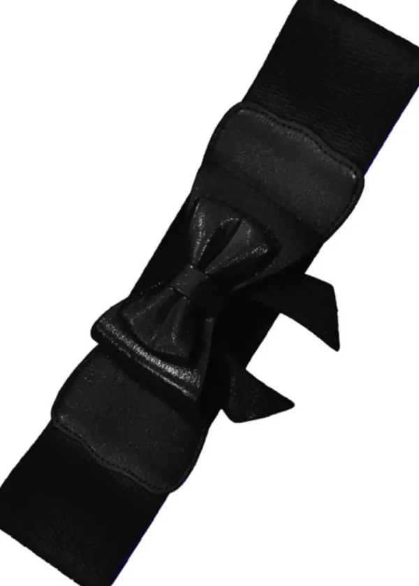 Banned Paris Bow Retro 50's Elastic Belt Black