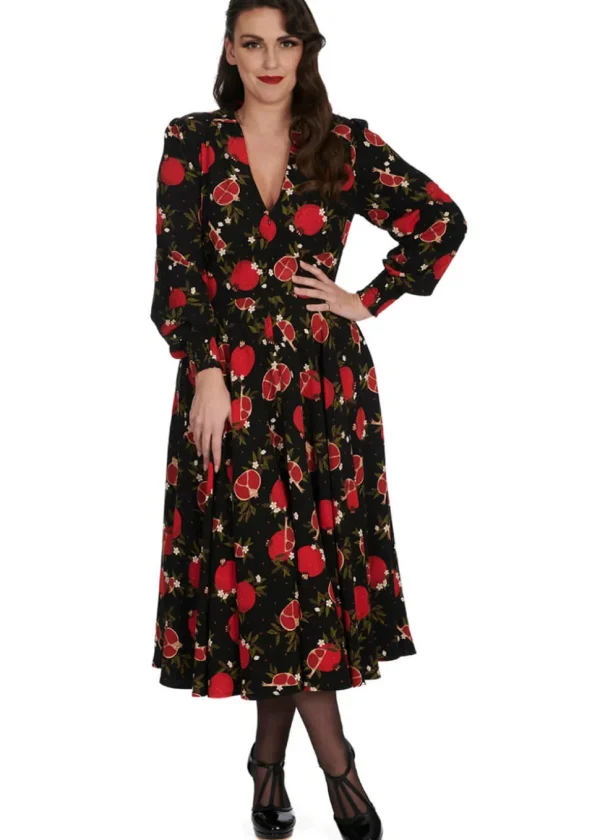 Banned Pomegranate 40's Swing Dress Black
