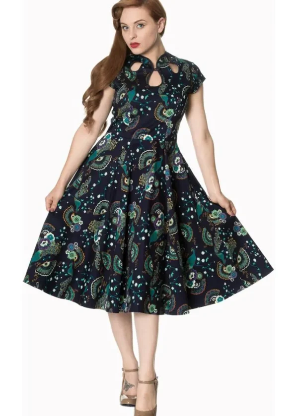 Banned Proud Peacock Cutout Swing Dress