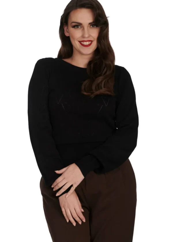 Banned Ruth Pointelle 40's Jumper Black