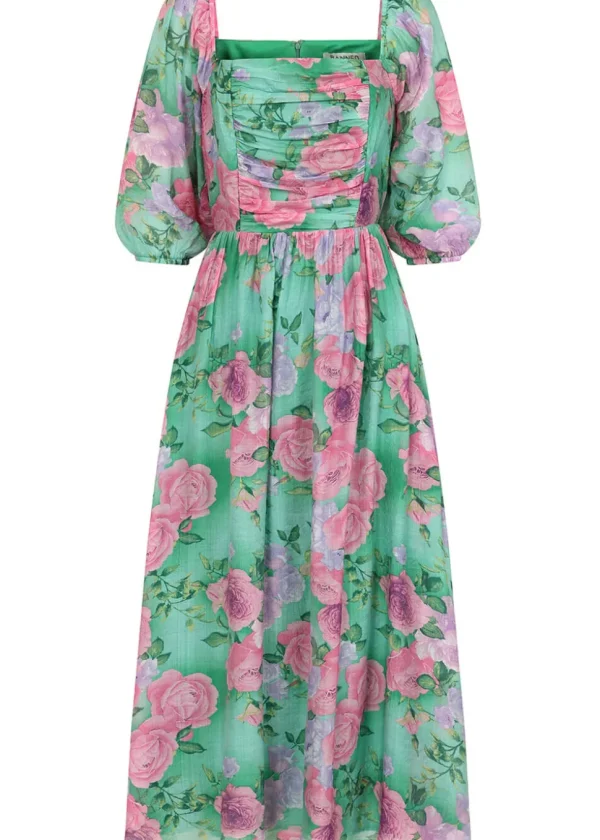 Banned Sandy Flower 70's Maxi Dress Green