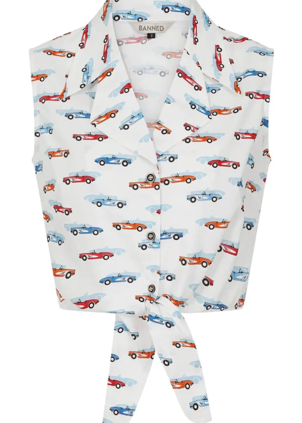 Banned Sandy Retro Car 50's Blouse White
