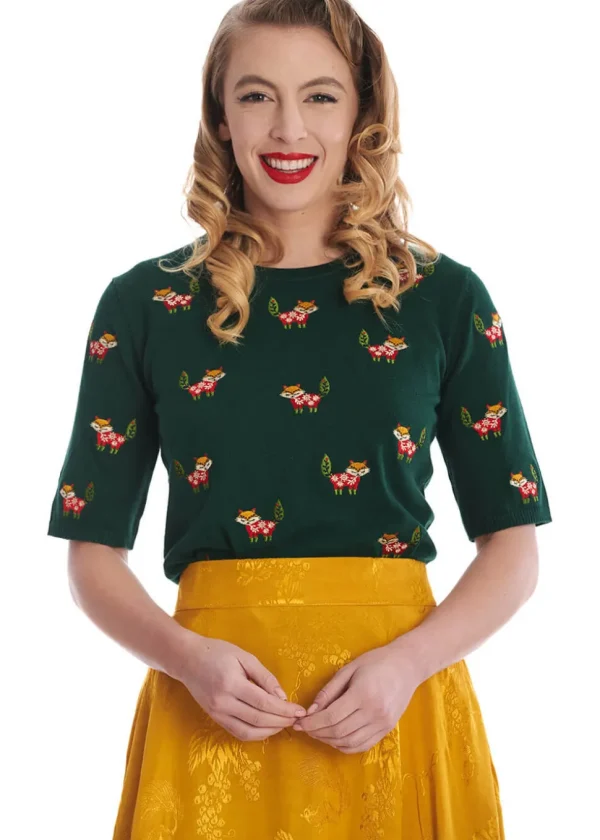 Banned Scandi Fox 40's Jumper Green