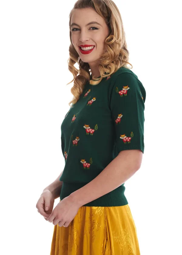 Banned Scandi Fox 40's Jumper Green