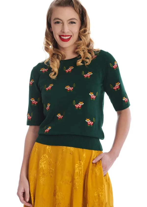 Banned Scandi Fox 40's Jumper Green